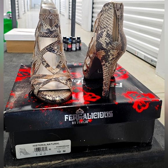 Fergalicious Faux Snake Print Hysteria Heels Size 10 - Picture 1 of 4